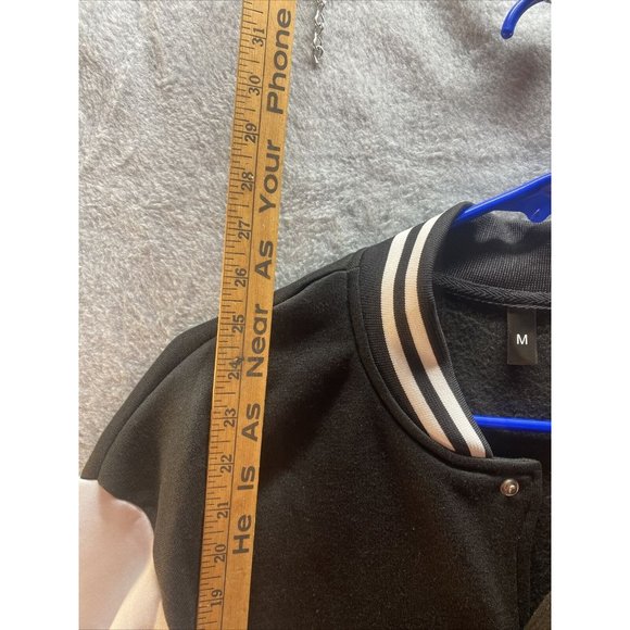 VARSITY Jacket M Black Alaska CUTE Criminal BEAR Arrested Logo Back Streetwear - Picture 6 of 7